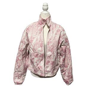 PLT NWT Texture Faux Leather Oversized Bomber Jacket Pink Size 4